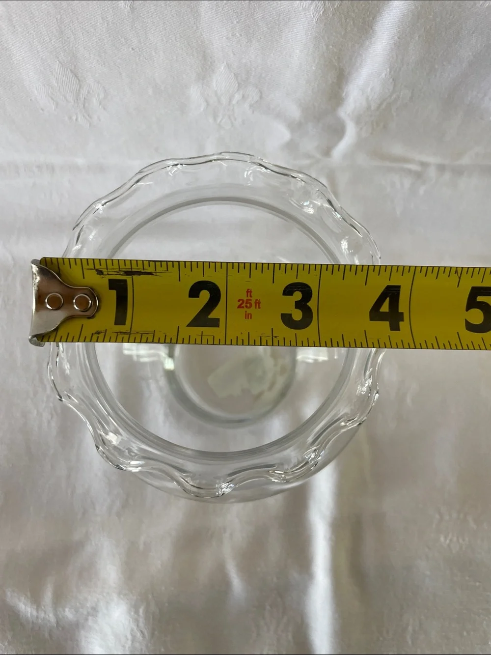 Vintage Anchor Hocking Glass Footed Ivy Ball Bowl Ruffled Edge